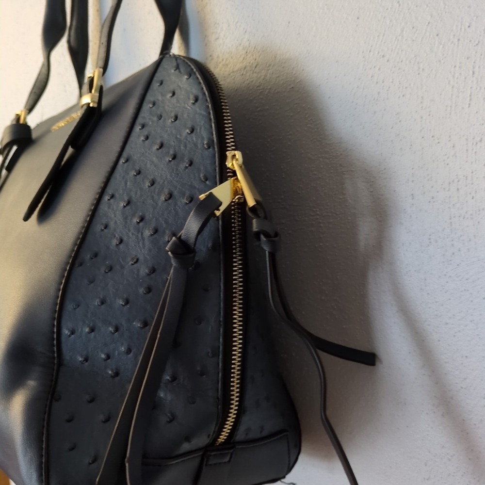 Adrienne Vittadini Purse Womens Blue XL Tote Handbag Zip Around‎ Double Strap - Picture 4 of 9